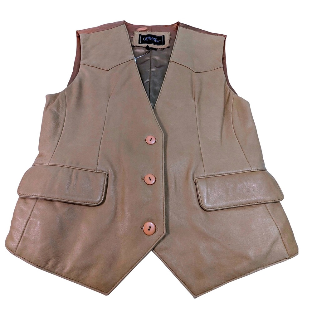 Overland‎ Outfitters Leather Western Vest Mens S/M Tan Brown